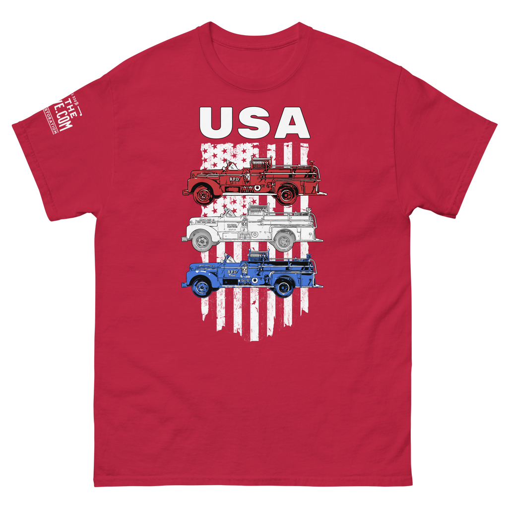 Red, White, and Blue Engine (Men's classic tee)