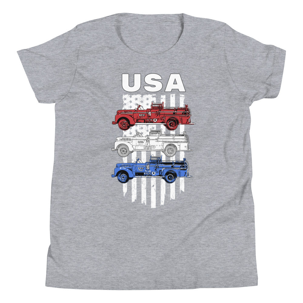Red, White, and Blue Engine (Youth Short Sleeve T-Shirt)