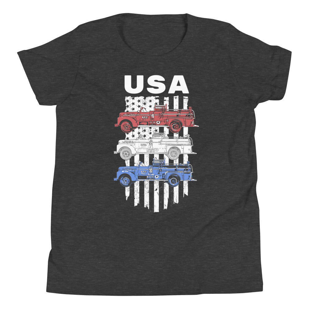 Red, White, and Blue Engine (Youth Short Sleeve T-Shirt)